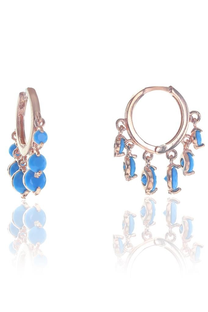 Turkuaz taşlı küçük boy shakira küpe SGTL8229