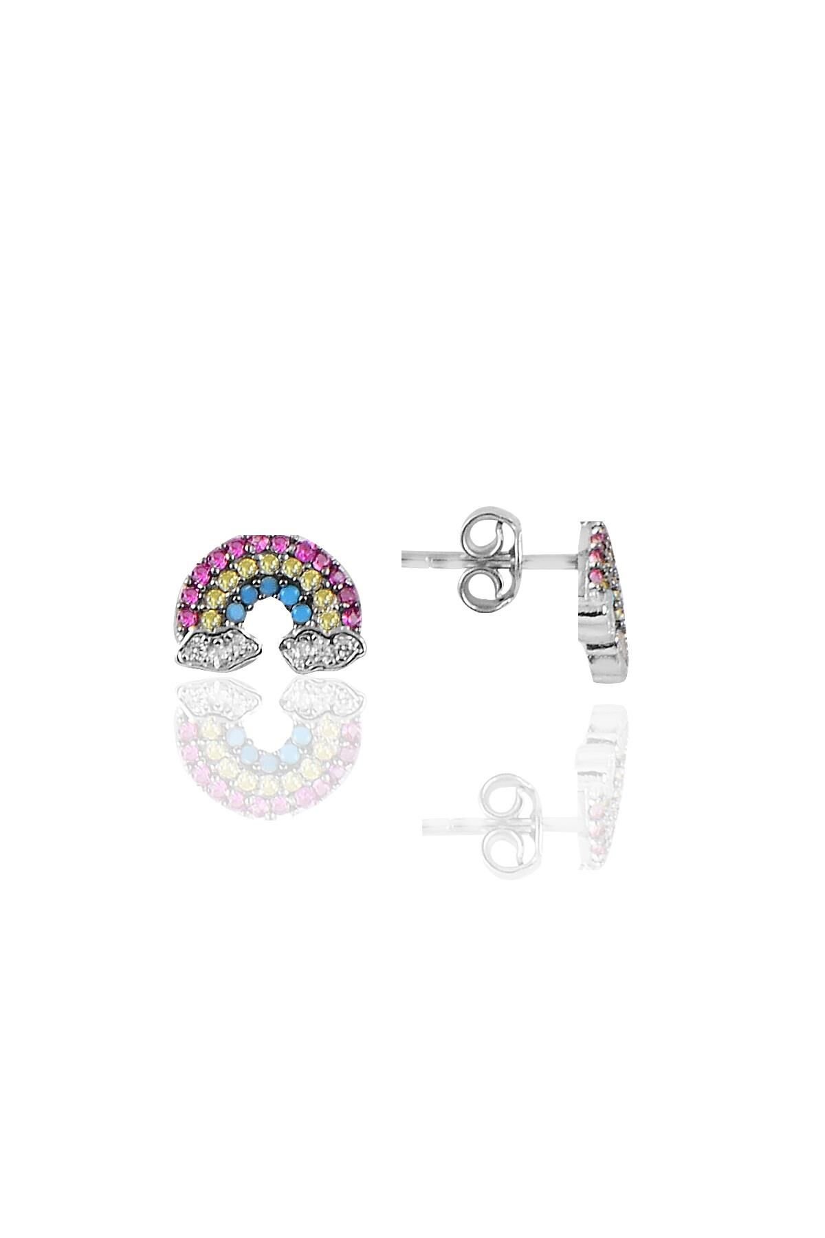 Gümüş rodyumlu gökkuşağı küpe SGTL10579RODAJ