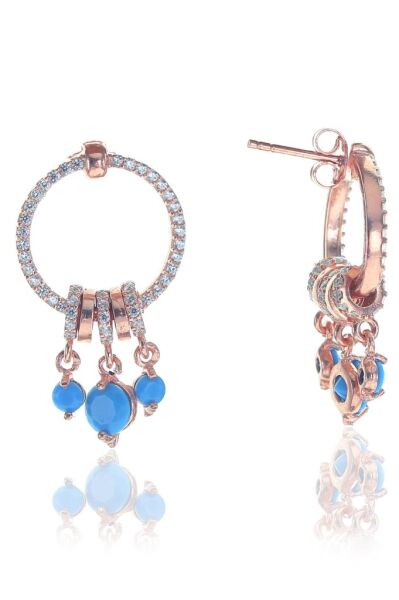 Turkuaz taşlı ring küpe SGTL8233