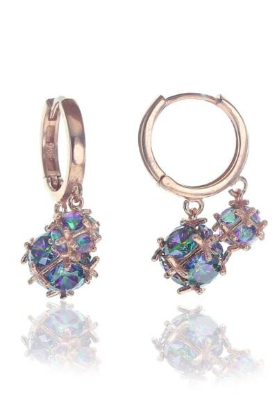 Mistik topaz taşlı ikili top küpe SGTL8234