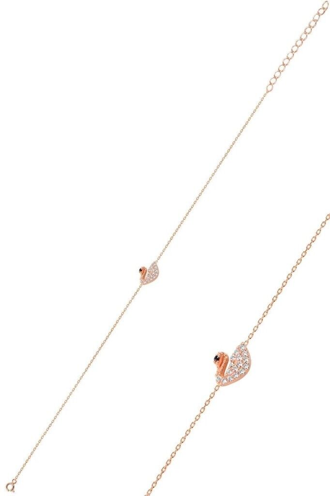 Gümüş rose zirkon taşlı kuğu modeli bileklik SGTL12821ROSE