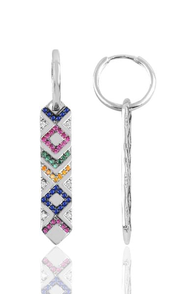 Gümüş rodyumlu  kilim modeli küpe SGTL10150RODAJ