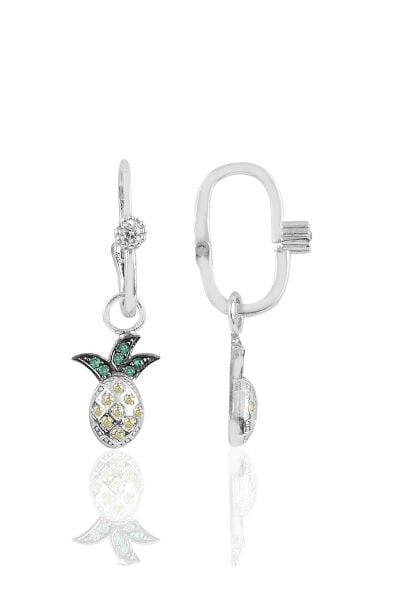 Gümüş rodyumlu taşlı ananas göçmen küpe SGTL10469RODAJ