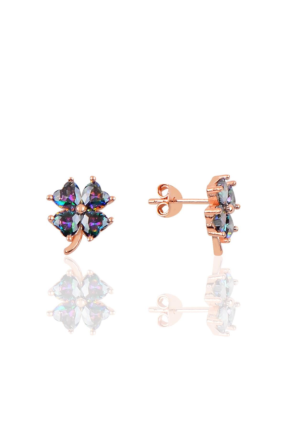 Mistik topaz taşlı yonca küpe SGTL8236