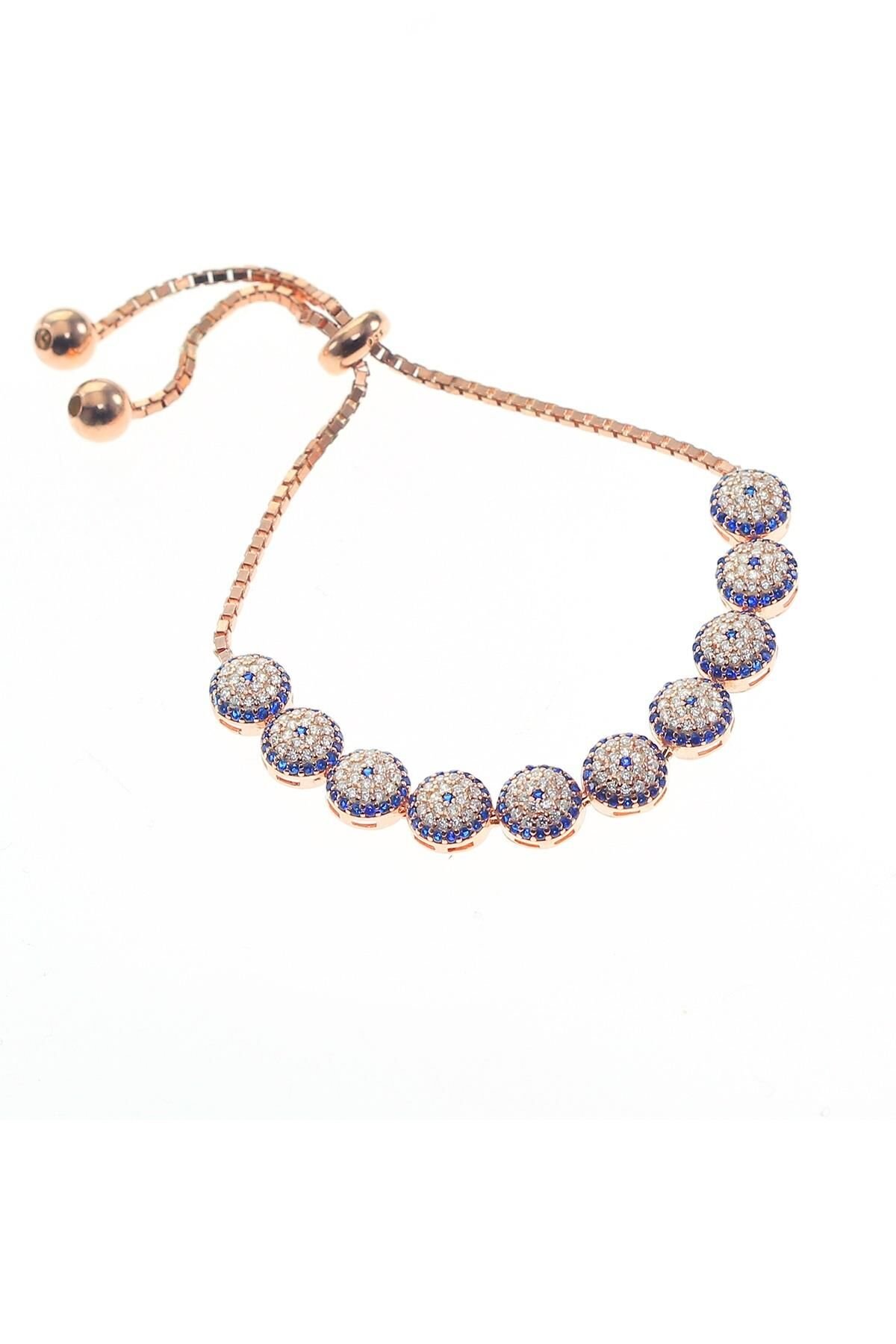 Gümüş nazar boncuklu asansörlü bileklik SGTL8774