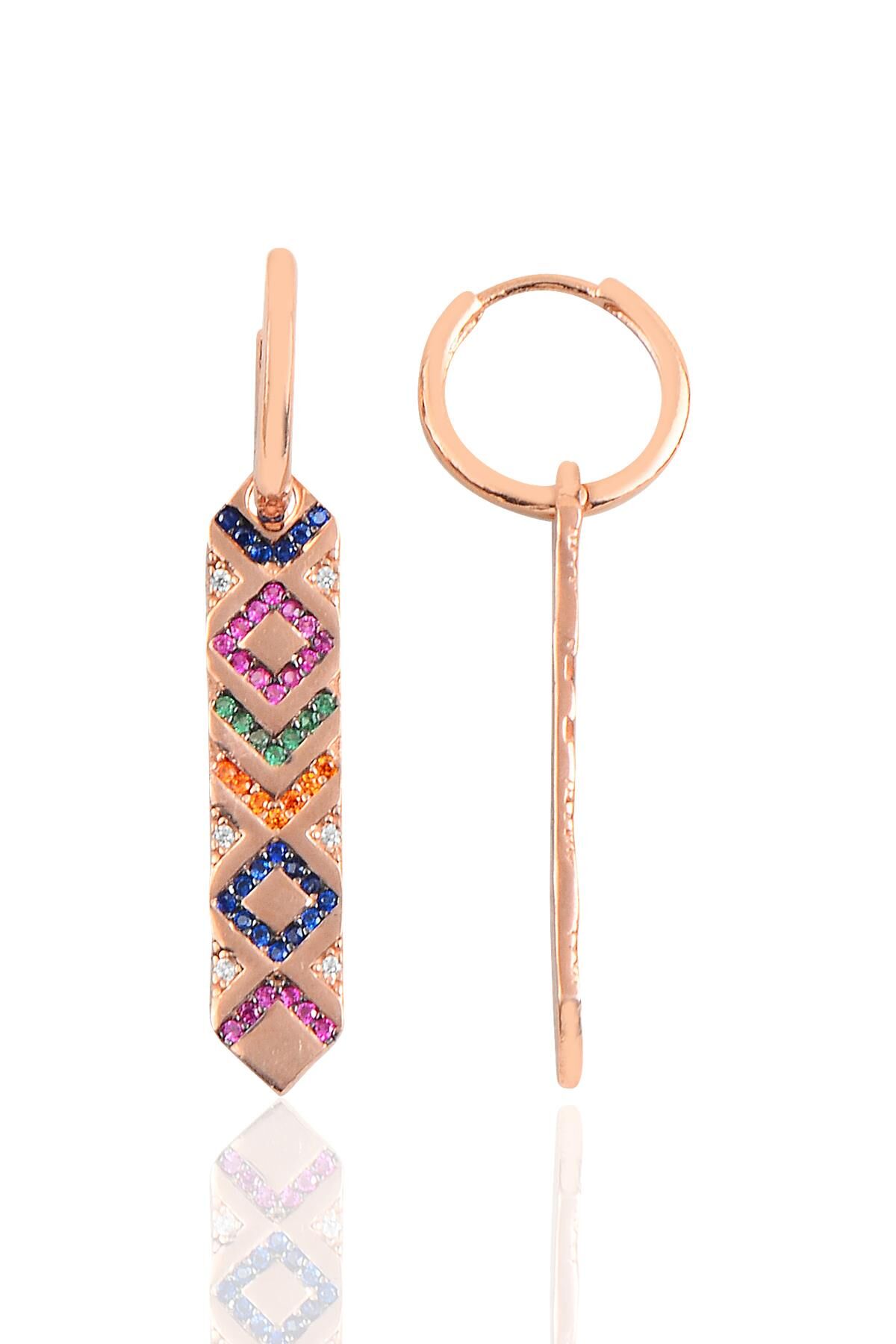 Gümüş rose kilim modeli küpe SGTL10150ROSE