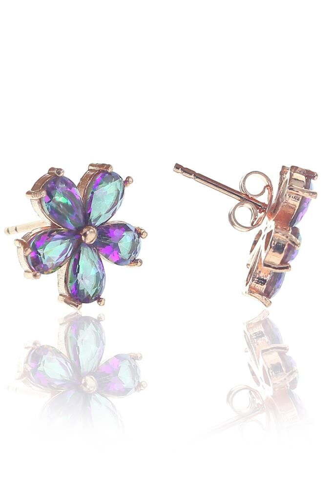 Mistik topaz taşlı çiçek küpe SGTL8237