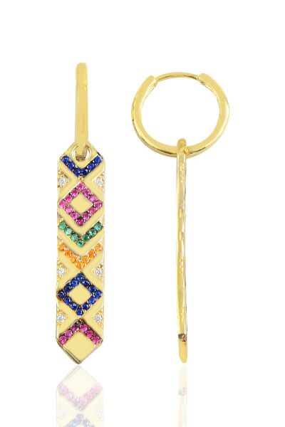 Gümüş gold kilim modeli küpe SGTL10150GOLD