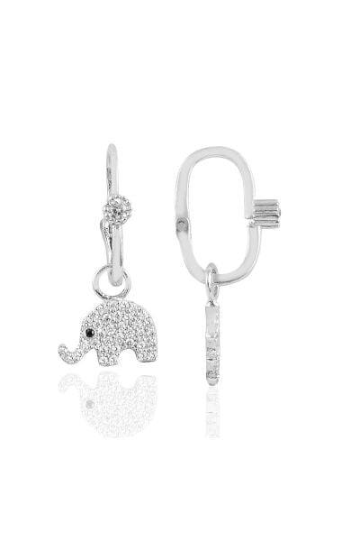 Gümüş rodyumlu taşlı fil göçmen küpe SGTL10470RODAJ