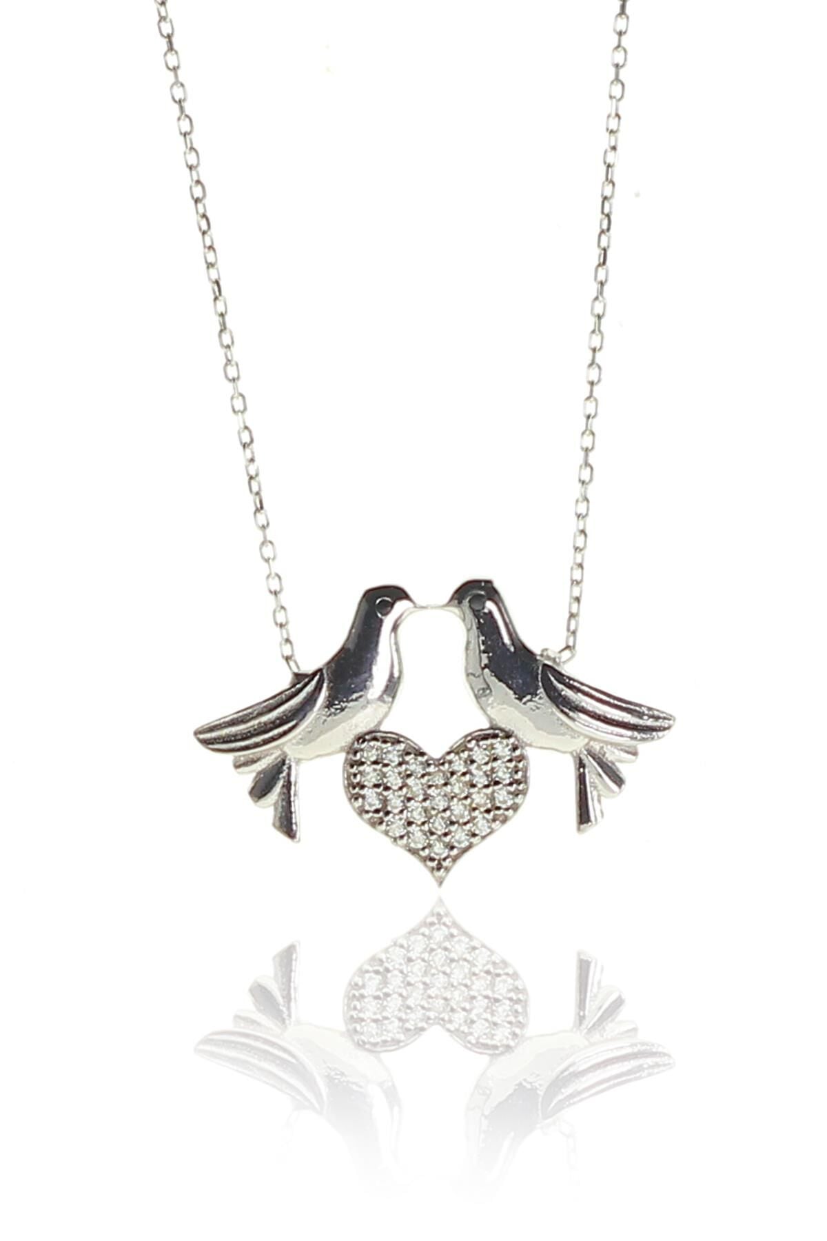 Gümüş aşık kuşlar kolyesi SGTL9119