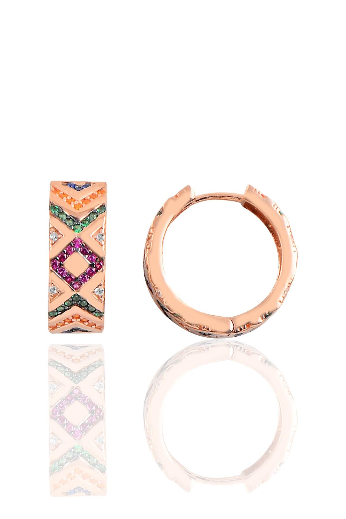 Gümüş rose kilim modeli halka küpe SGTL10151ROSE