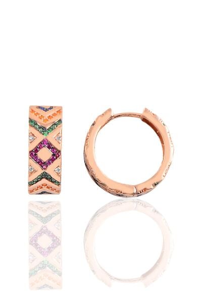 Gümüş rose kilim modeli halka küpe SGTL10151ROSE