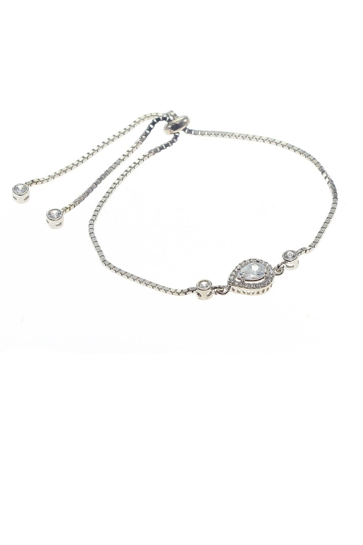 Gümüş zirkon damla taşlı asansörlü bileklik SGTL8777