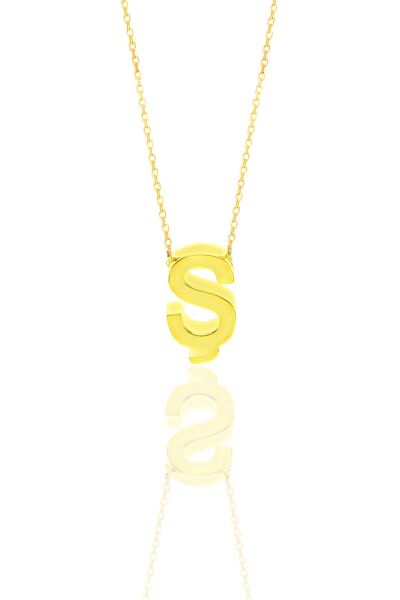 Gümüş altın yaldızlı üç boyutlu minimal Ş harf kolye SGTL11180S