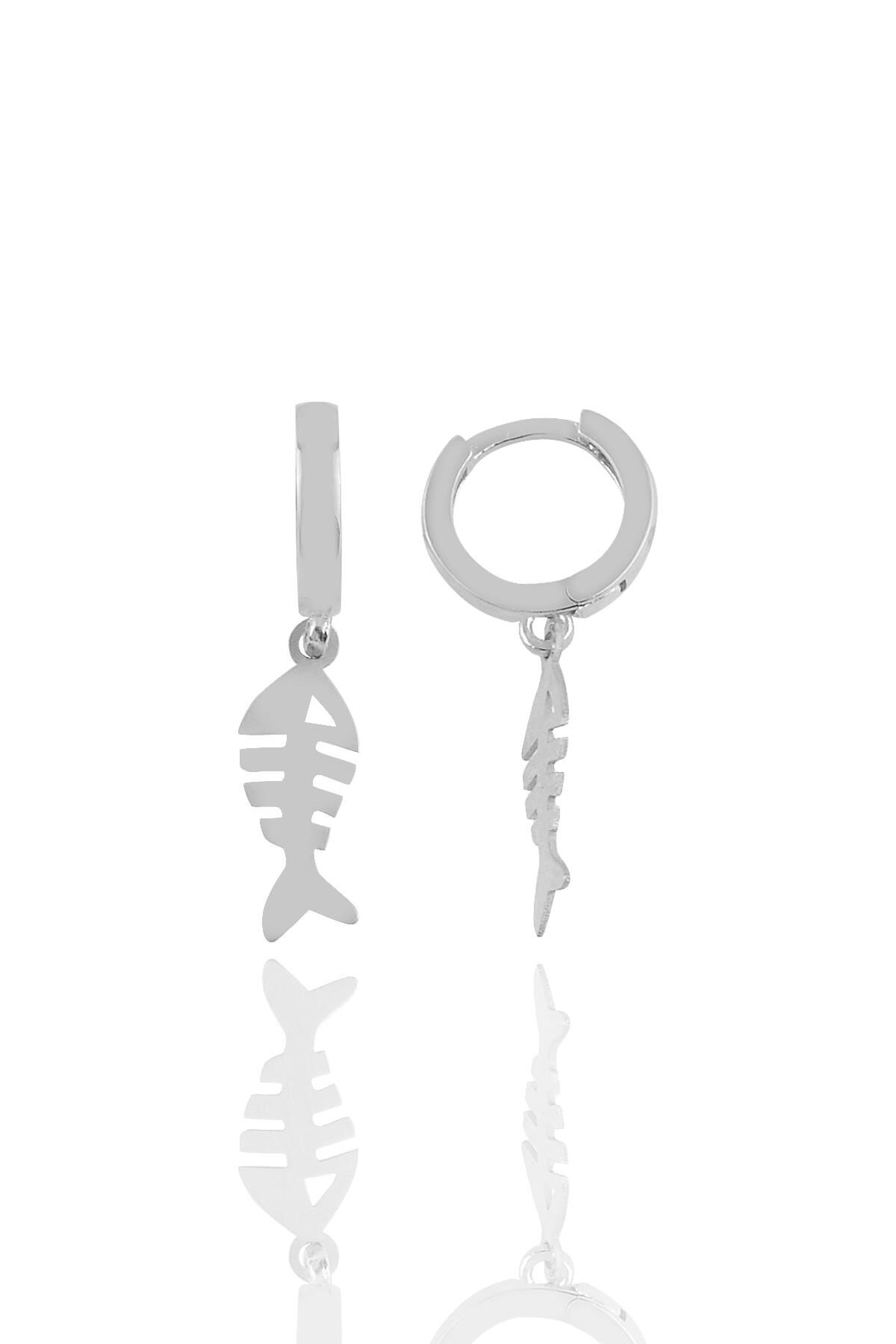 Gümüş  balık kılçığı küpe Gümüş