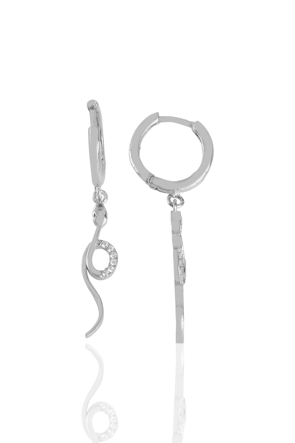 Gümüş rodyumlu zirkon taşlı yılan küpe SGTL11431RODAJ