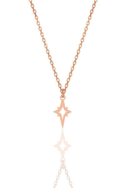 Gümüş rose kutup yıldızı kolye SGTL12014ROSE