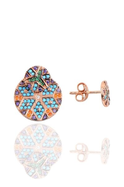 Gümüş rose tasarım kilim küpe SGTL10152ROSE