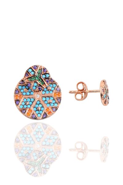 Gümüş rose tasarım kilim küpe SGTL10152ROSE