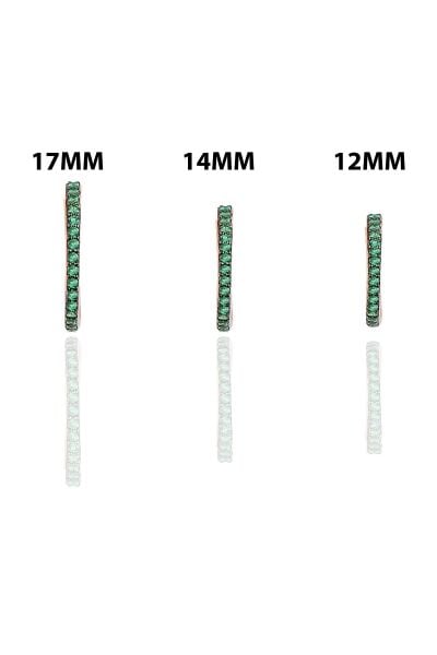 Gümüş rose yeşil taşlı üç boydan oluşan kombin halka küpeler SGTL11163YESIL