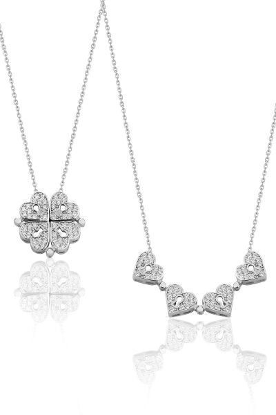 925 ayar gümüş rodyumlu zirkon taşlı mıknatıslı açılır kapanır yonca kolye. SGTL12357RODAJ