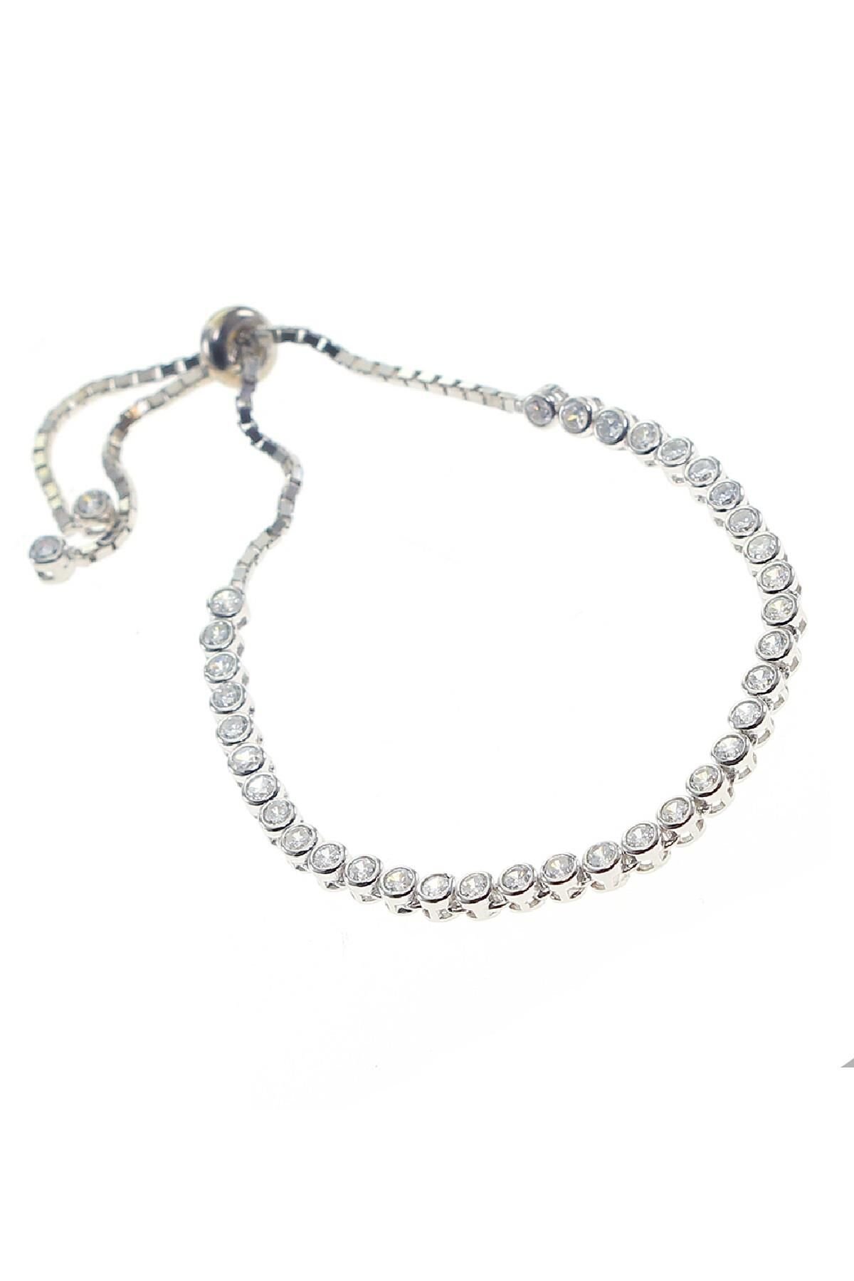 Gümüş rodyumlu zirkon taşlı su yolu asansörlü bileklik SGTL8783