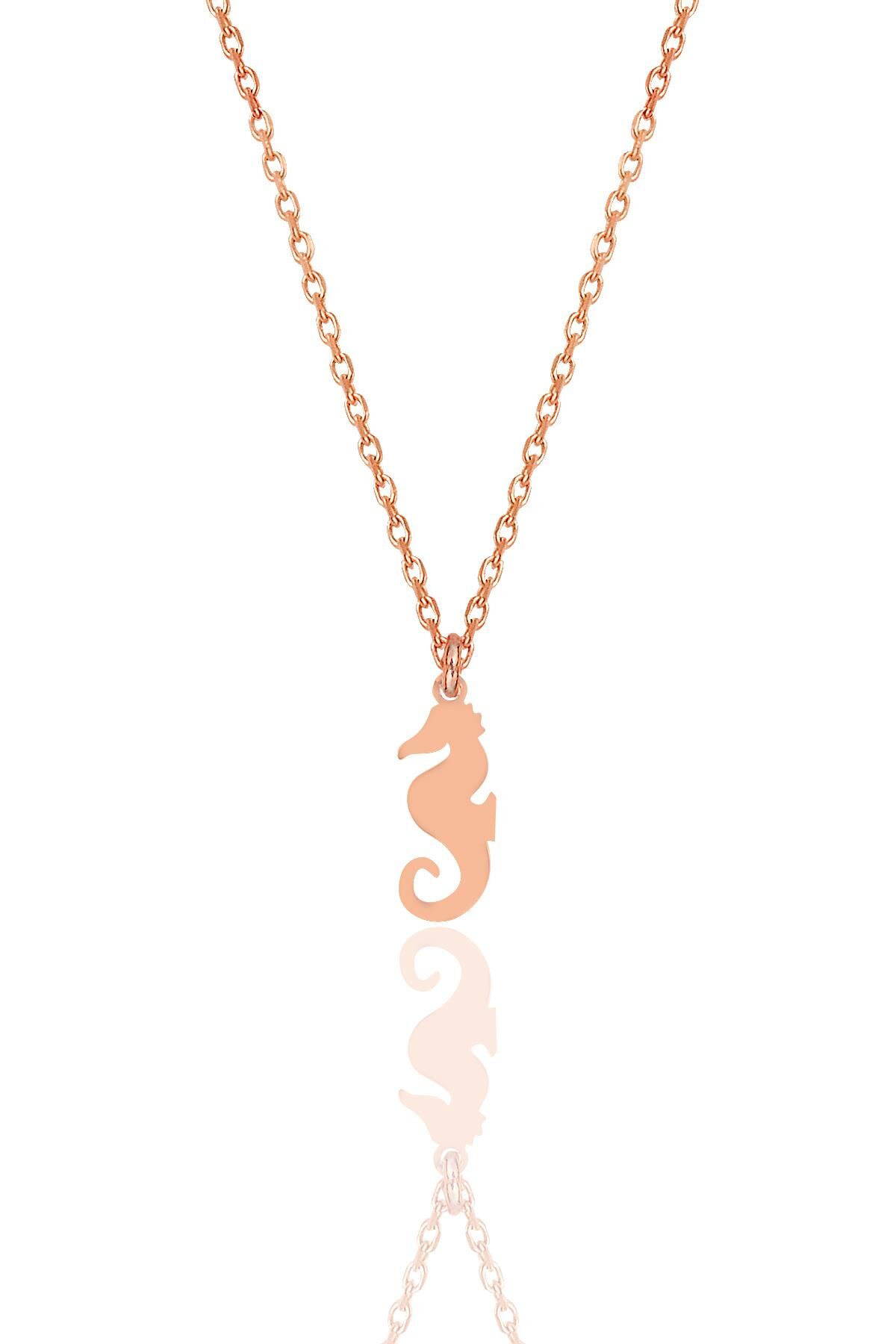 Gümüş rose  deniz atı kolye SGTL12006ROSE