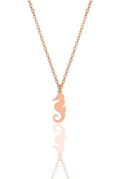 Gümüş rose  deniz atı kolye SGTL12006ROSE