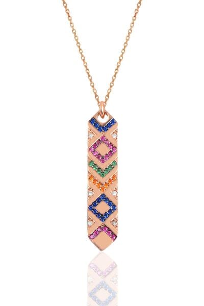 Gümüş rose kilim kolye SGTL10155ROSE