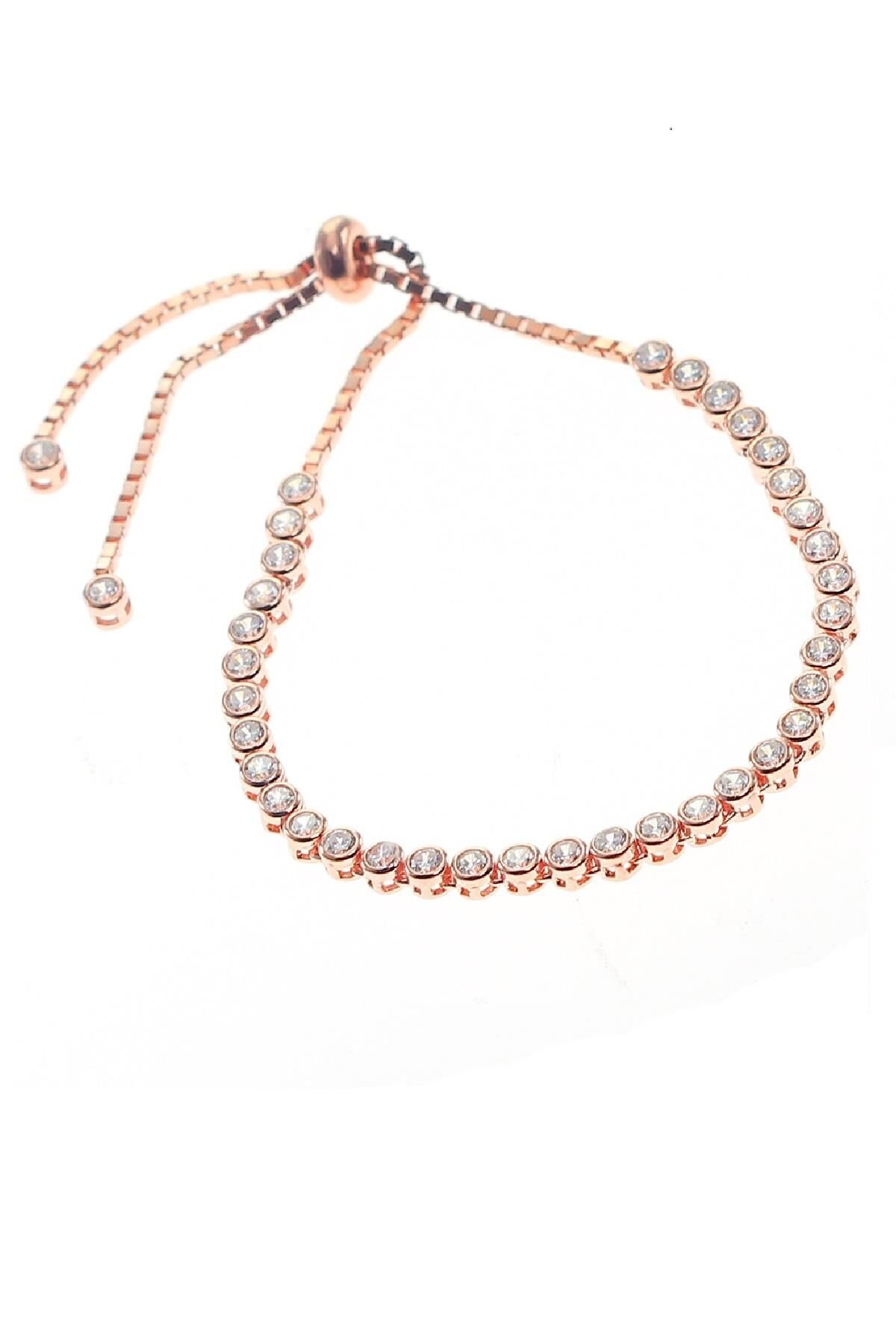 Gümüş rose zirkon taşlı su yolu asansörlü bileklik  SGTL8784