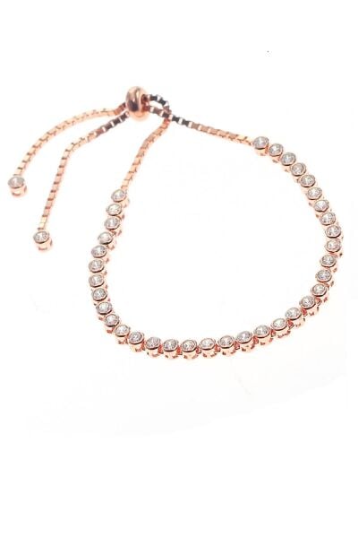 Gümüş rose zirkon taşlı su yolu asansörlü bileklik  SGTL8784