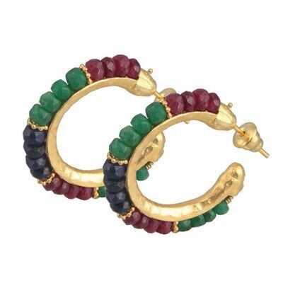 Yaldızlı doğaltaşlı halka küpe SGTL47