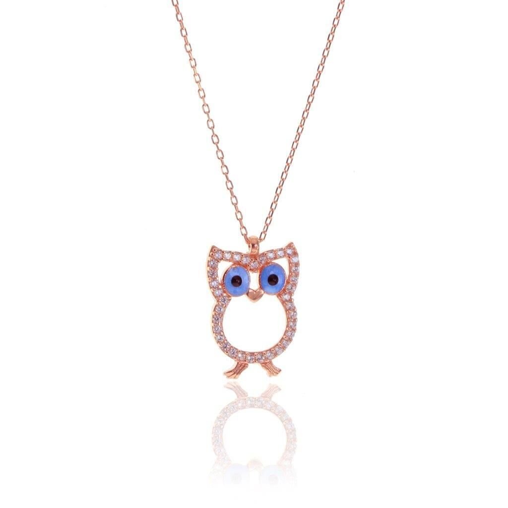 Zirkon Taşlı Baykus Kolye SGTL6865