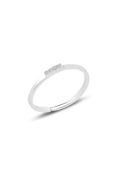 Gümüş rodyumlu zirkon taşlı ayarlamalı elegant gümüş yüzük SGTL10615RODAJ