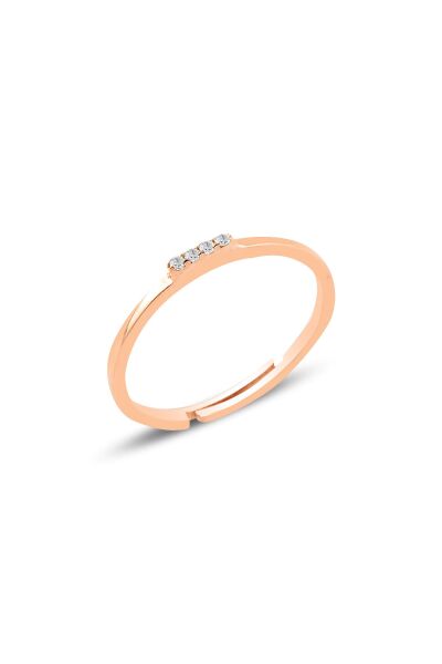 Gümüş rose zirkon taşlı ayarlamalı elegant  gümüş yüzük SGTL10615ROSE