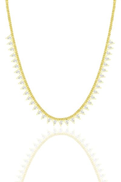 Gümüş altın yaldızlı zirkon taşlı gurmet zincirli piramit kolye SGTL10492GOLD