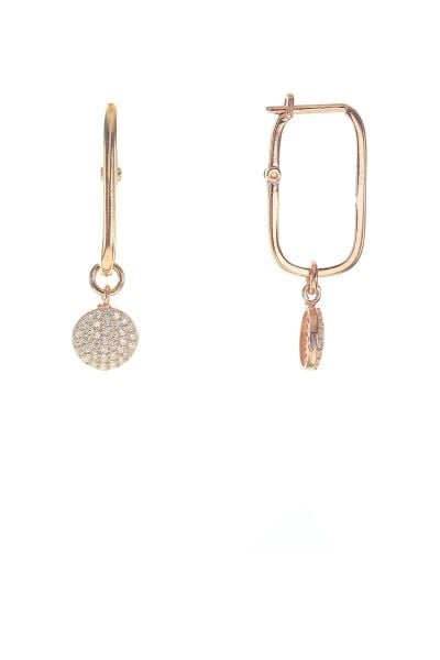 Gümüş yuvarlak zirkon taşlı göçmen küpe SGTL8790