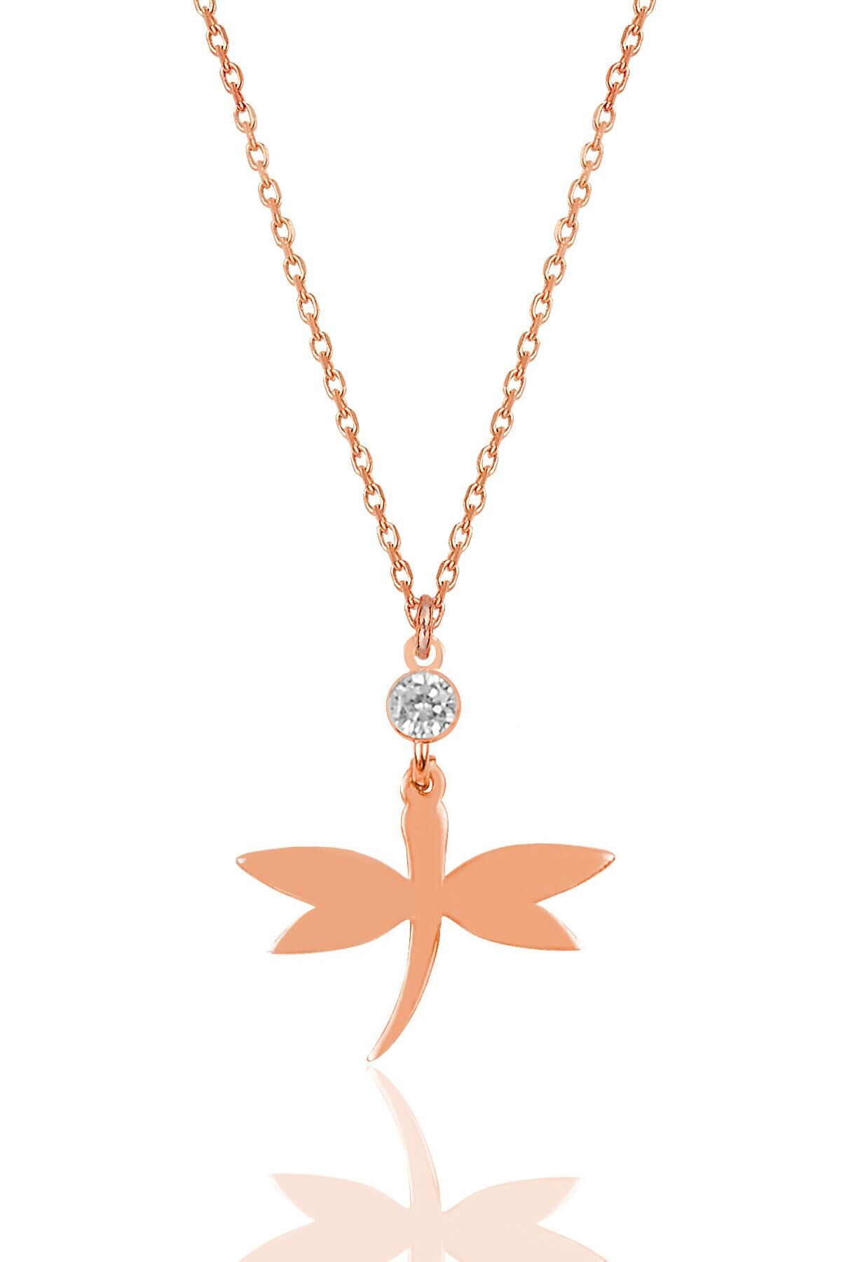 Gümüş rose zirkon taşlı yusufçuk kolye SGTL11998ROSE