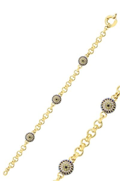 Gümüş büyük boy turkuaz taşlı nazarlı bileklik