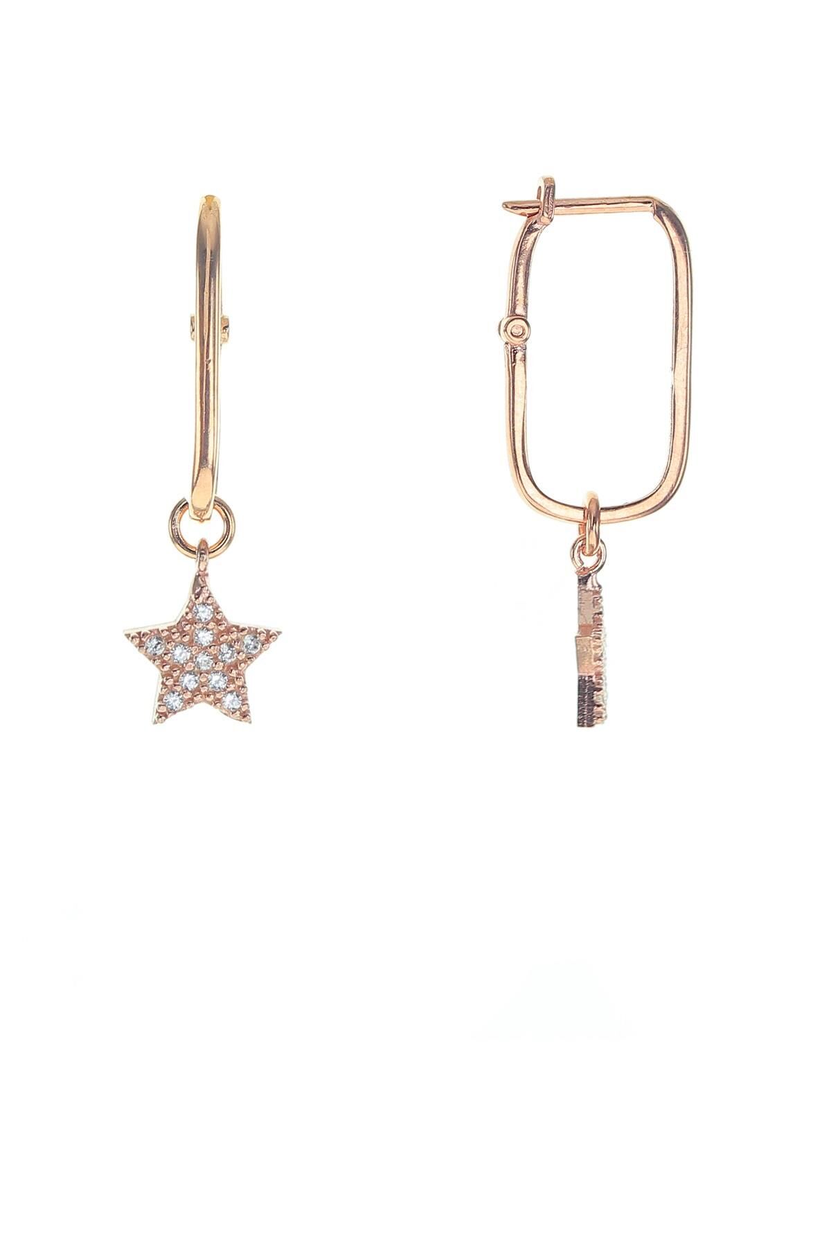 Gümüş yıldız zirkon taşlı göçmen küpe SGTL8792