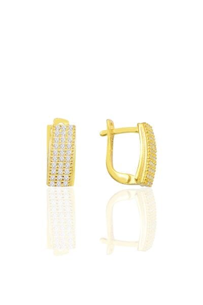 Gümüş zirkon taşlı j modeli küpe SGTL10065GOLD SGTL10065GOLD