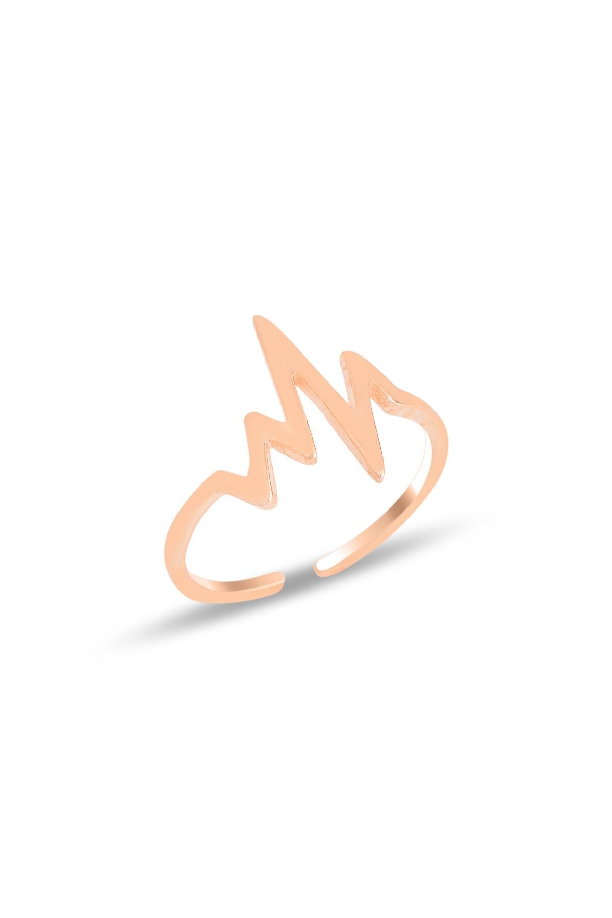 Gümüş rose kalp ritmi yüzük SGTL11691ROSE