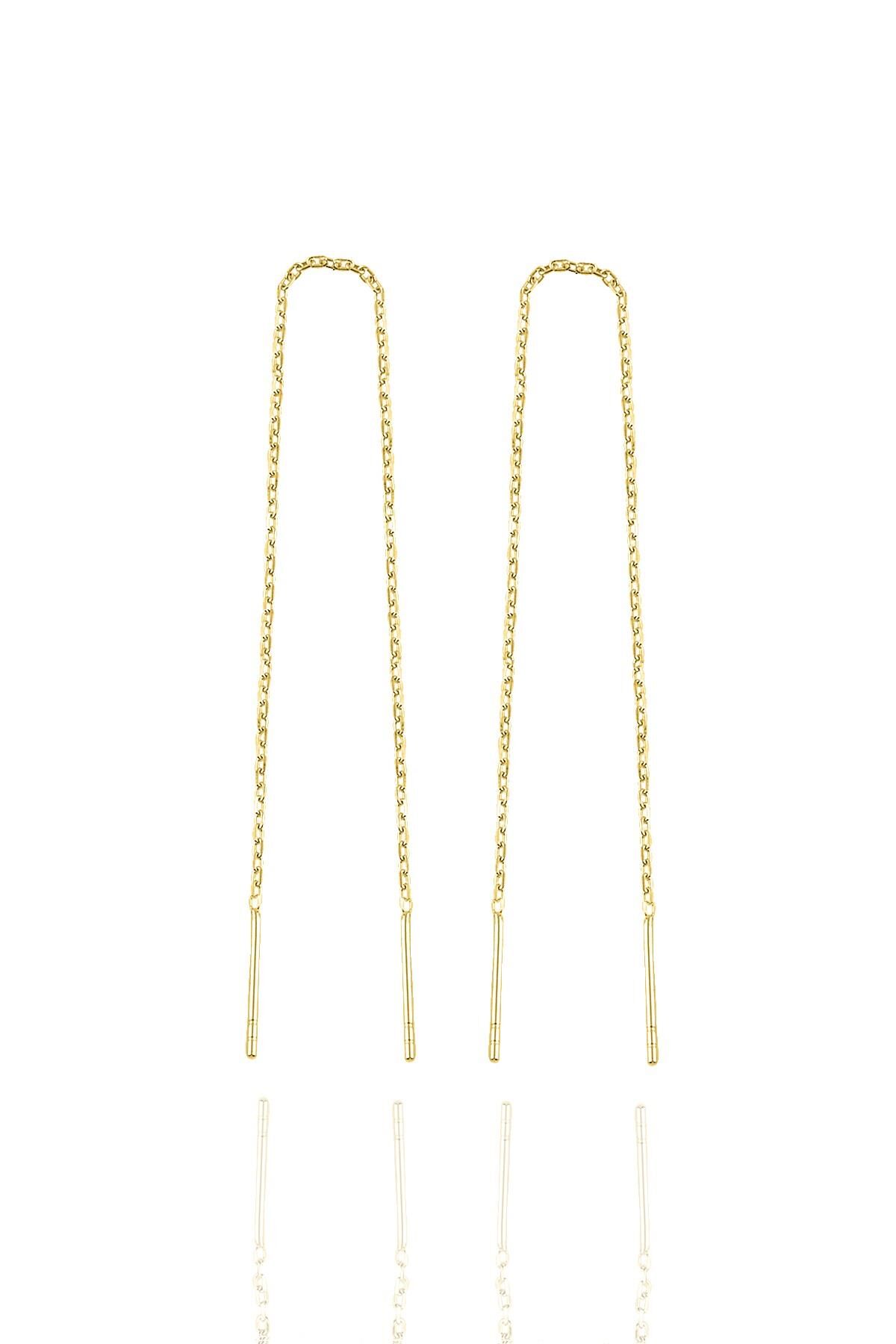 Gümüş altın yaldızlı zincir küpe SGTL10351GOLD