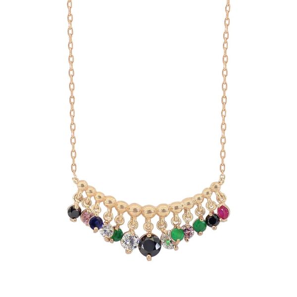 shakira renklı taşlı kolye SGTL2796