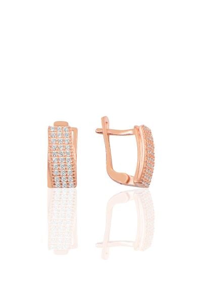 Gümüş zirkon taşlı j modeli küpe SGTL10065ROSE SGTL10065ROSE
