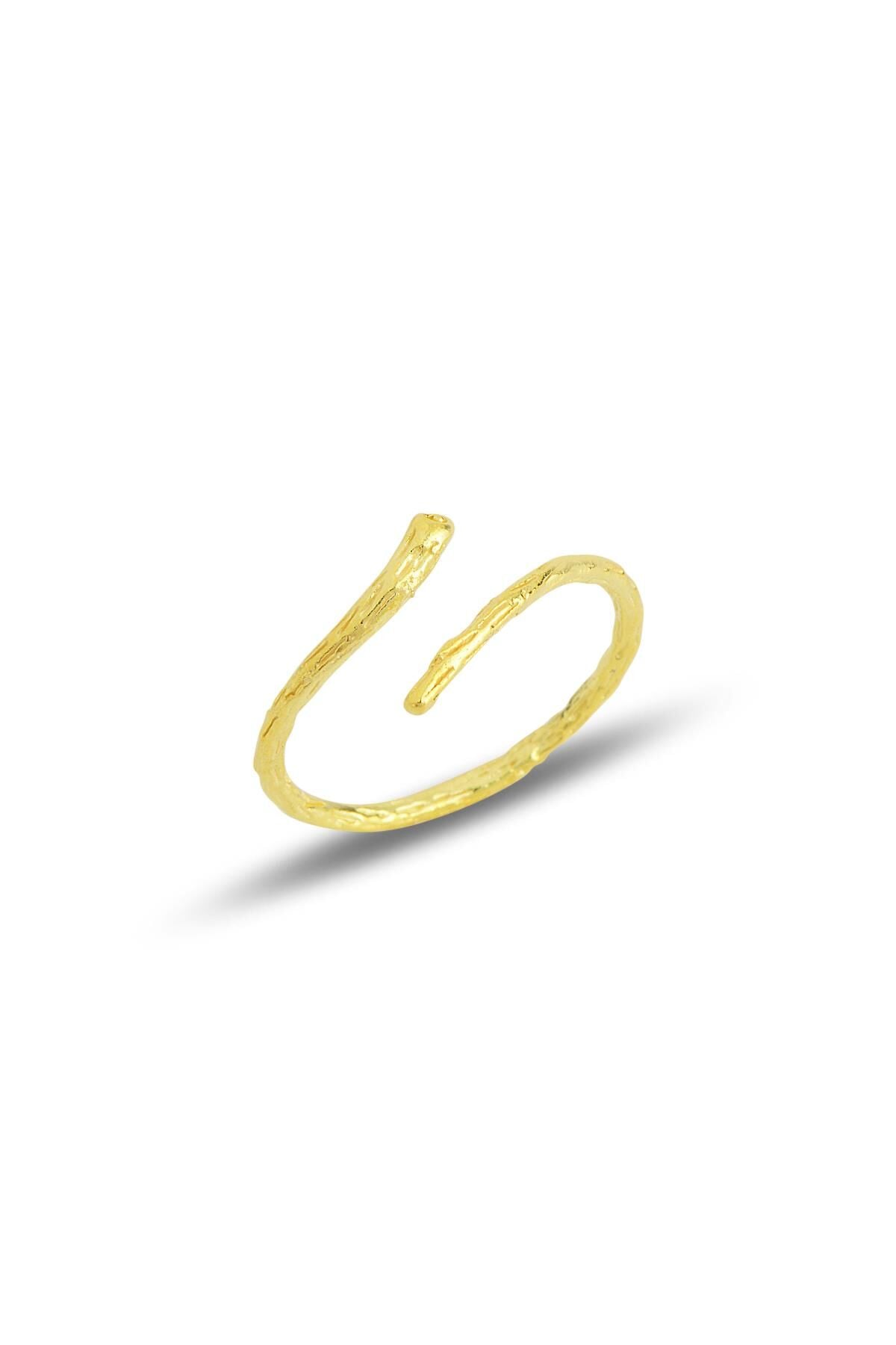 Gümüş altın yaldızlı üstten ayarlamalı ince  yüzük SGTL11689GOLD