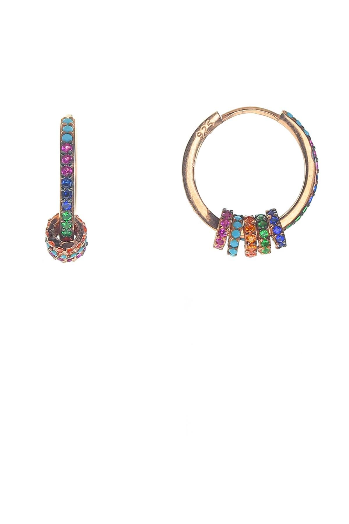 Gümüş renkli taşlı halka küpe SGTL8802