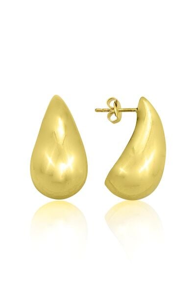 Gümüş Altın Yaldızlı Bottega İtalyan Gözyaşı Damla Küpe SGTL12415GOLD
