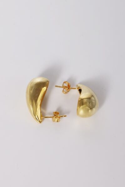 Gümüş Altın Yaldızlı Bottega İtalyan Gözyaşı Damla Küpe SGTL12415GOLD