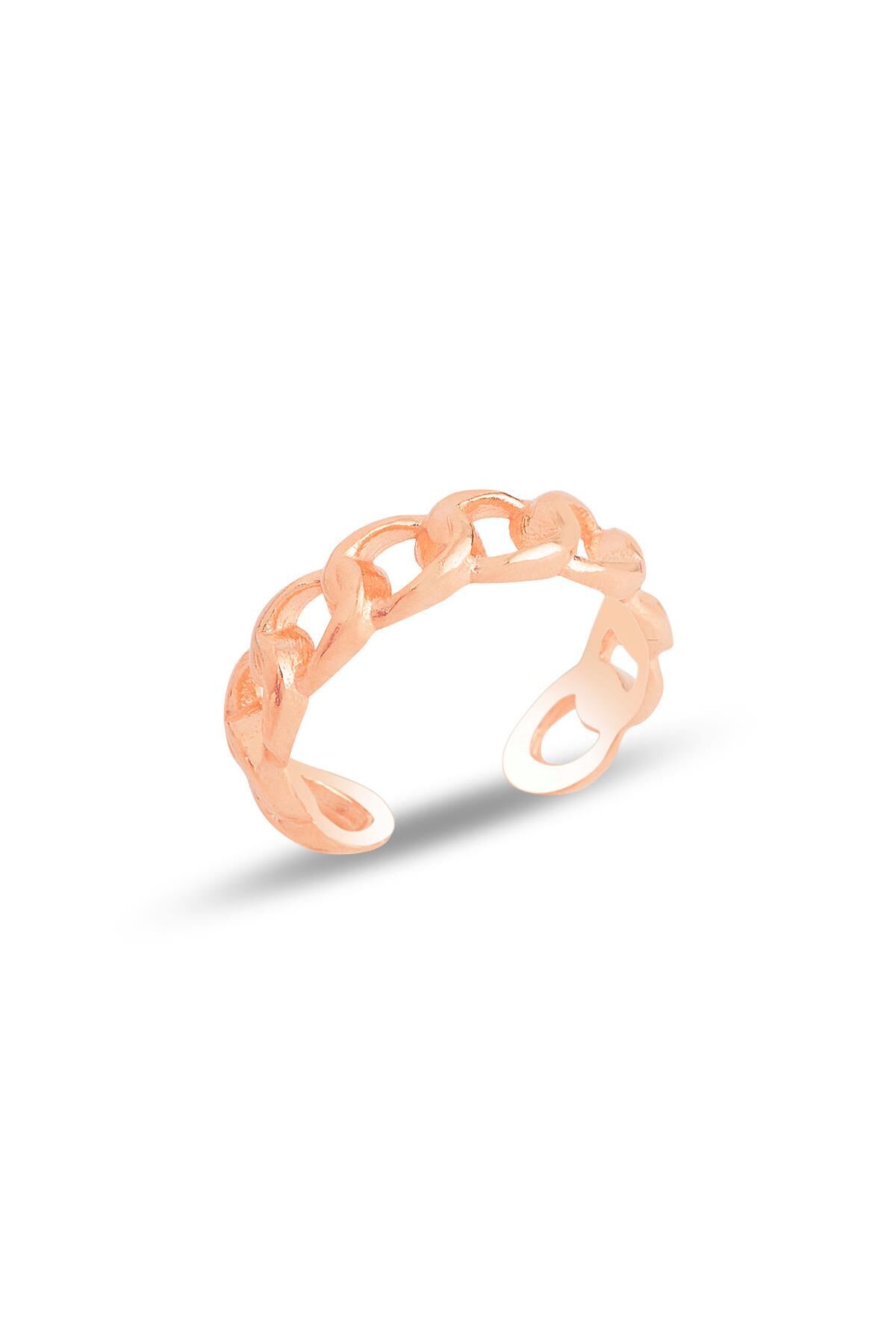 Gümüş rose ayarlamalı zincir modeli eklem yüzük SGTL11688ROSE